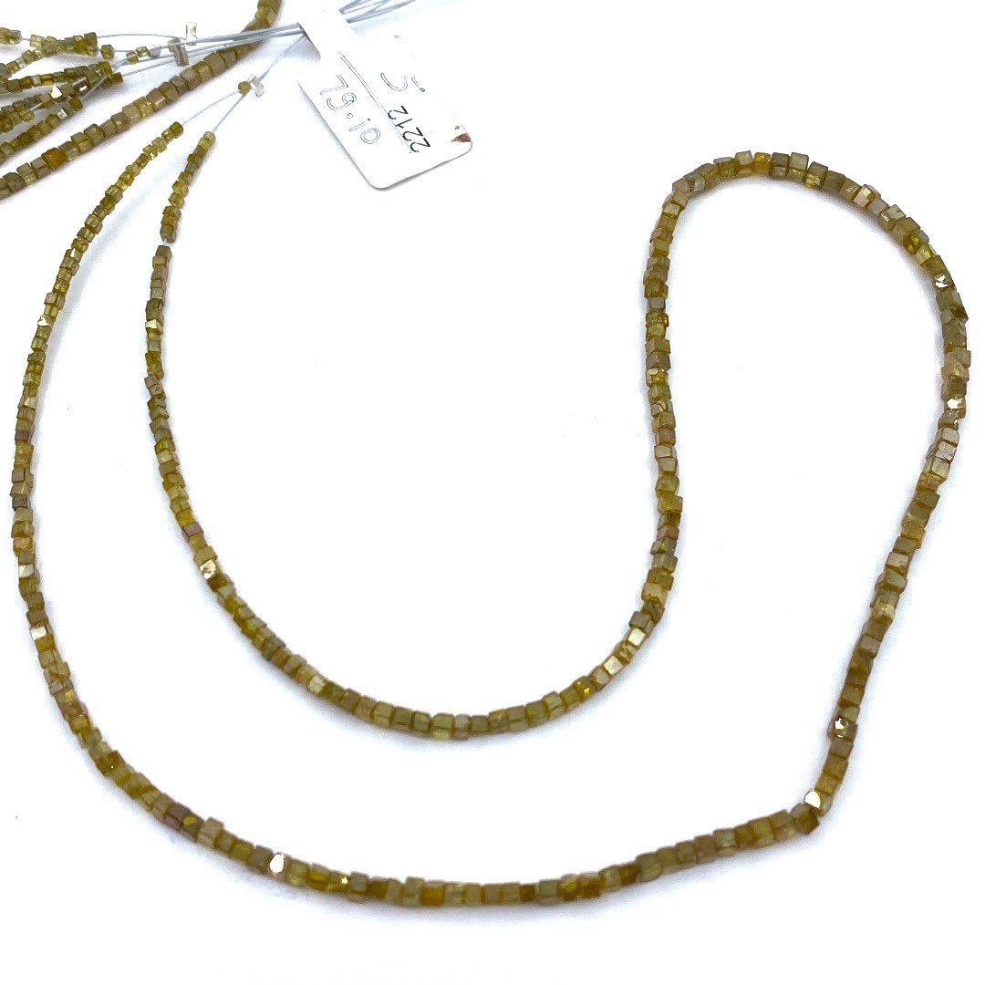 Yellow Diamond Beads Square, 15 inch strand,Natural Golden Yellow Diamond Cubes,