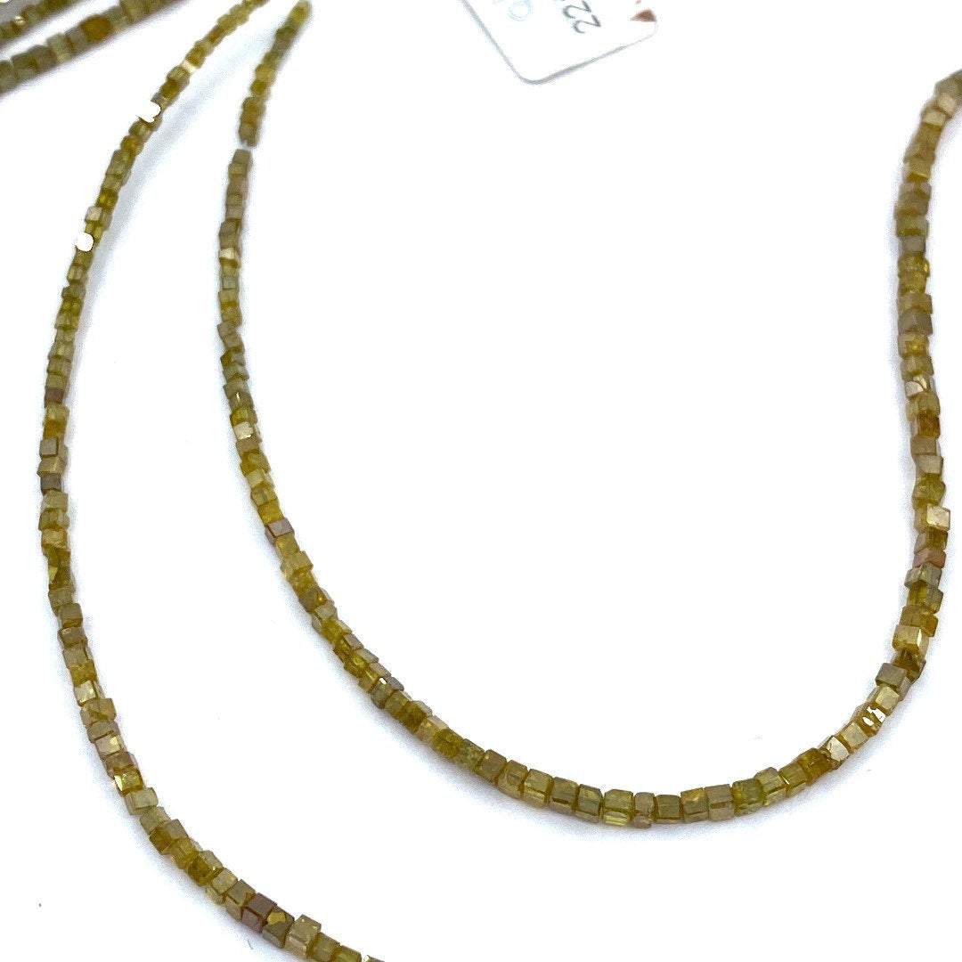 Yellow Diamond Beads Square, 15 inch strand,Natural Golden Yellow Diamond Cubes,