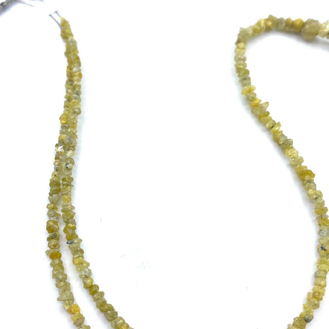 Yellow Diamond Beads Chips Nuggets 15” strand, Natural Yellow  Diamonds, Yellow Color Diamond Beads Nuggets
