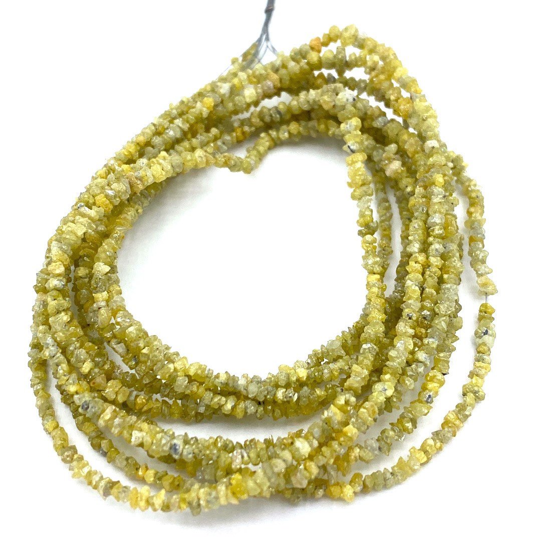 Yellow Diamond Beads Chips Nuggets 15” strand, Natural Yellow  Diamonds, Yellow Color Diamond Beads Nuggets