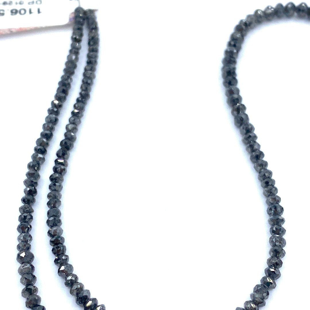 Salt and Pepper Diamond Beads Faceted Rondelle 15” strand