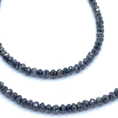 Salt and Pepper Diamond Beads Faceted Rondelle 15” strand
