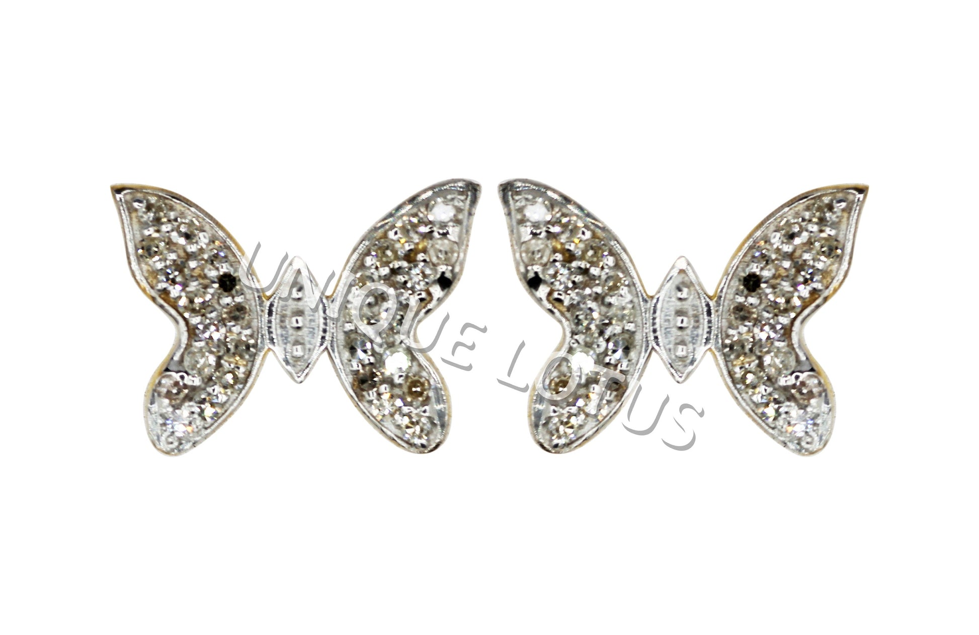 Butterfly 14k Solid Gold Diamond Studs Earring. Genuine handmade pave diamond Studs Earring . 14k Solid Gold Diamond Studs Earring..