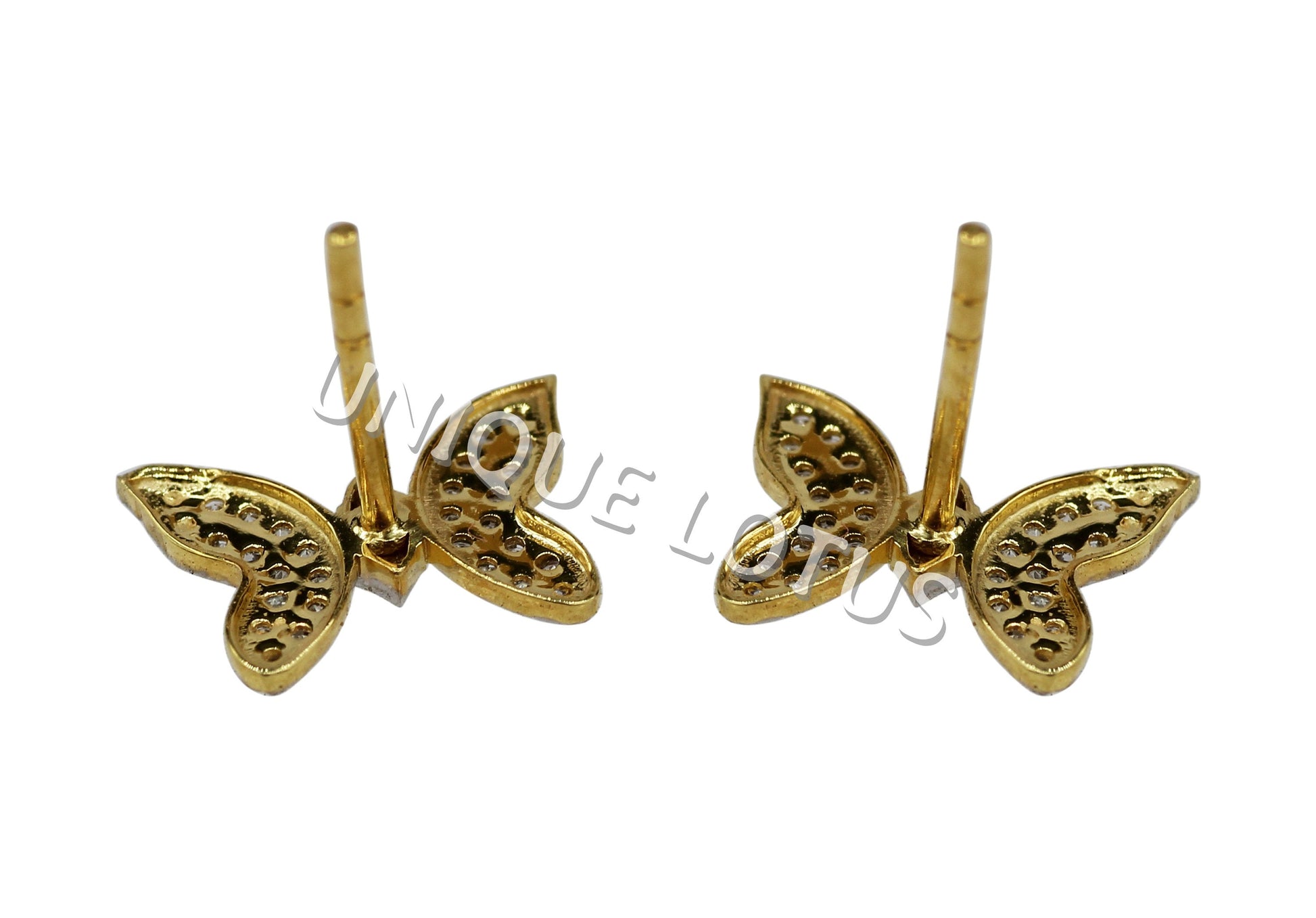 Butterfly 14k Solid Gold Diamond Studs Earring. Genuine handmade pave diamond Studs Earring . 14k Solid Gold Diamond Studs Earring..