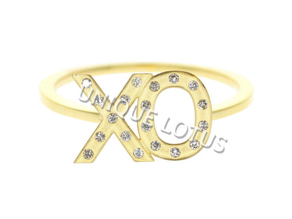XO Shape 14k Solid Gold Diamond Pendants/Ring. Genuine handmade pave diamond Pendant.1 4k Solid Gold Diamond Pendants.