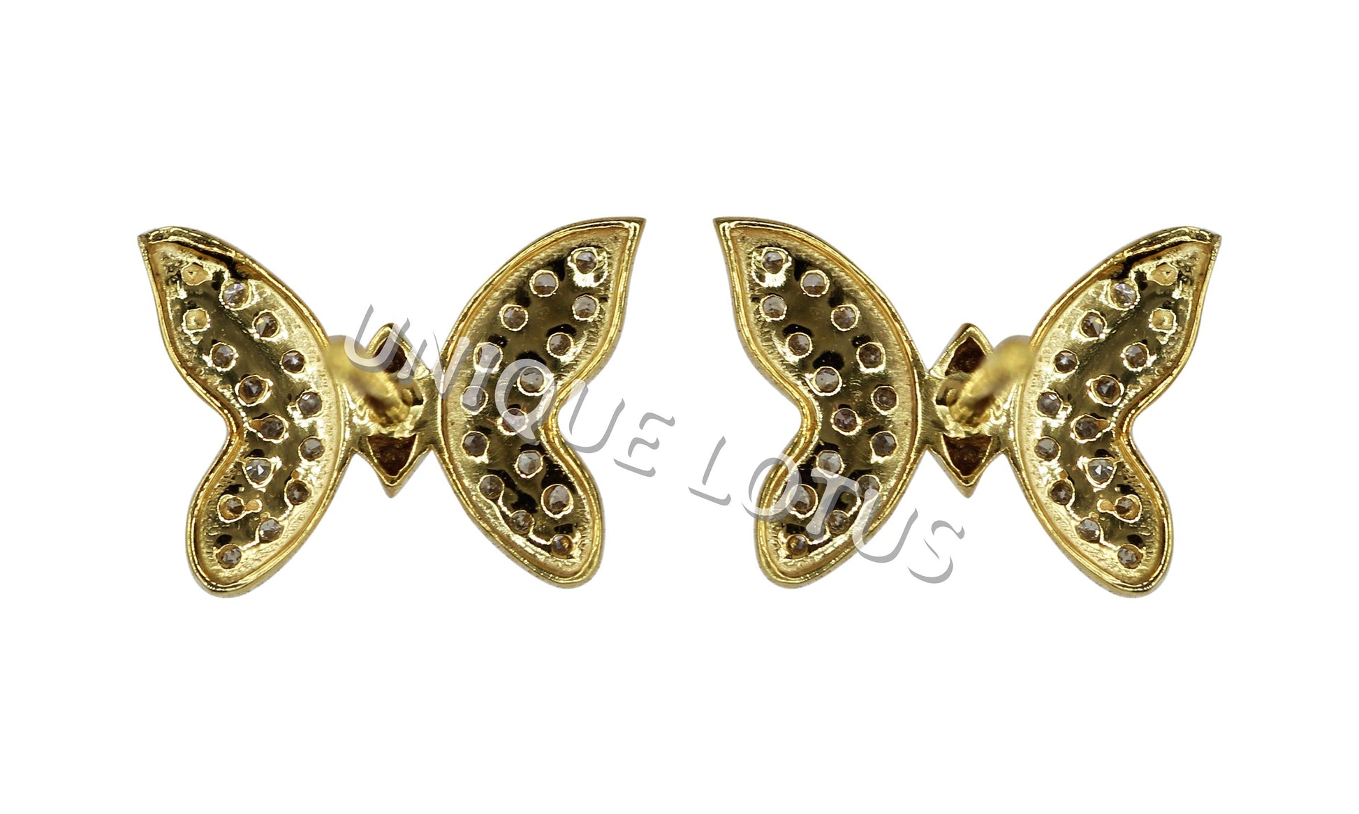Butterfly 14k Solid Gold Diamond Studs Earring. Genuine handmade pave diamond Studs Earring . 14k Solid Gold Diamond Studs Earring..