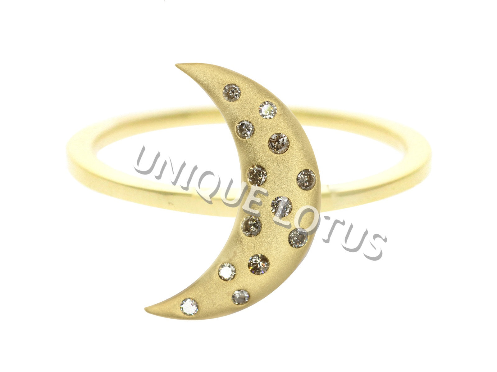 Moon Shape 14k Solid Gold Diamond Pendants/Ring. Genuine handmade pave diamond Pendant.1 4k Solid Gold Diamond Pendants.