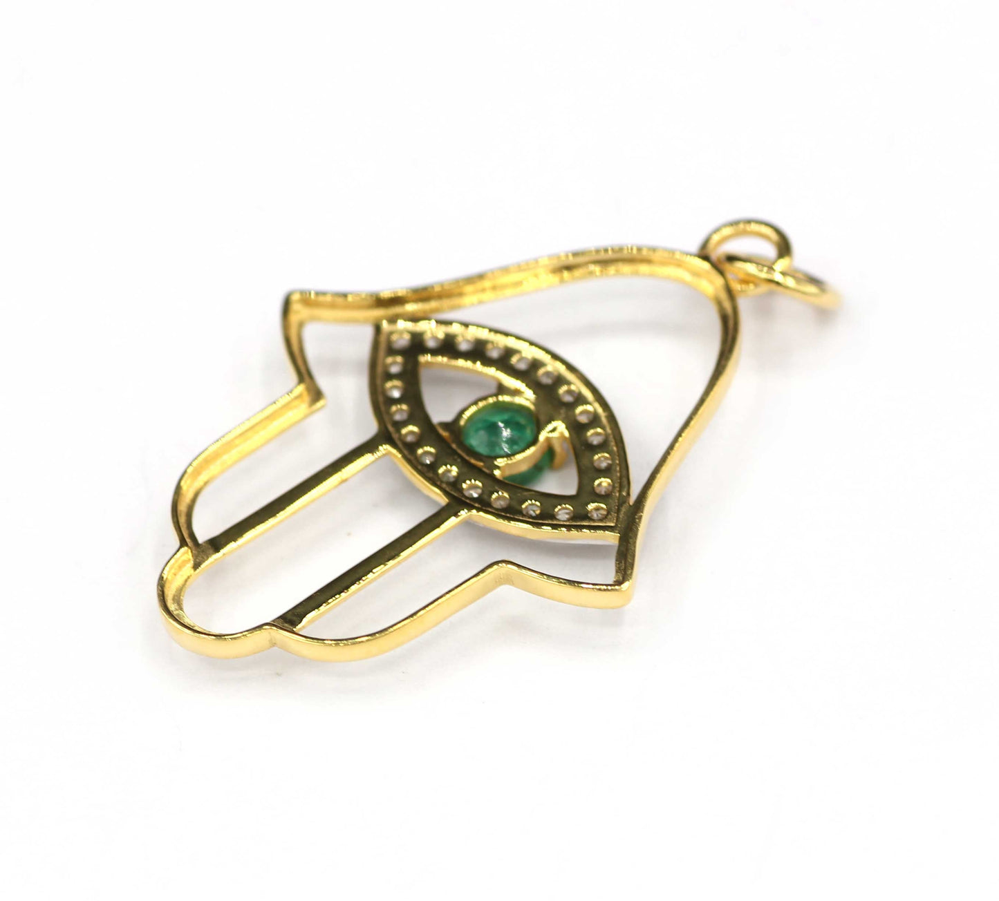 Hamsa Hand  Shape 14k Solid Gold Diamond Pendants. Genuine handmade pave diamond Pendant.1 4k Solid Gold Diamond Pendants.