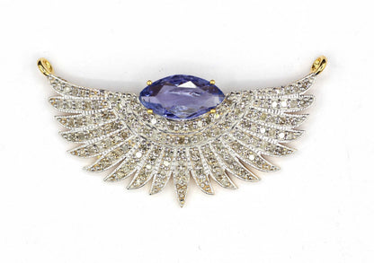 Wings Shape 14k Solid Gold Diamond Pendants. Genuine handmade pave diamond Pendant.1 4k Solid Gold Diamond Pendants.