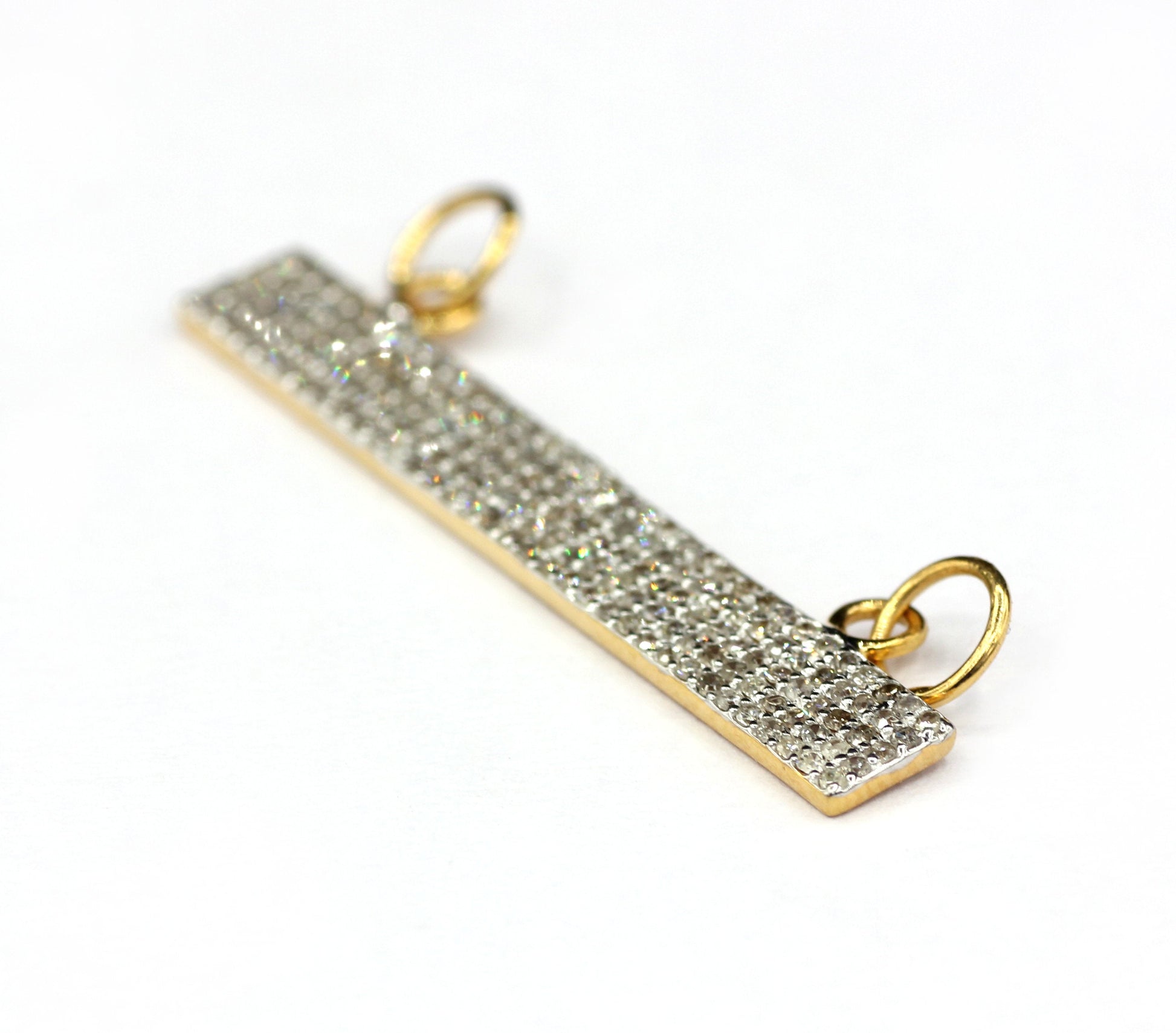 Rectangle Shape 14k Solid Gold Diamond Pendants. Genuine handmade pave diamond Pendant.1 4k Solid Gold Diamond Pendants.