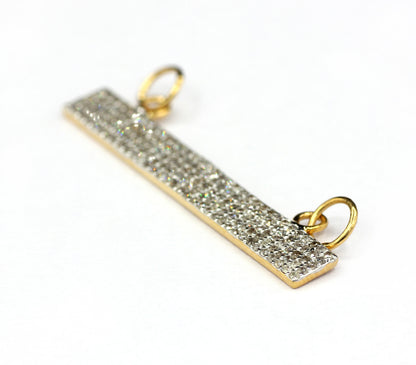 Rectangle Shape 14k Solid Gold Diamond Pendants. Genuine handmade pave diamond Pendant.1 4k Solid Gold Diamond Pendants.