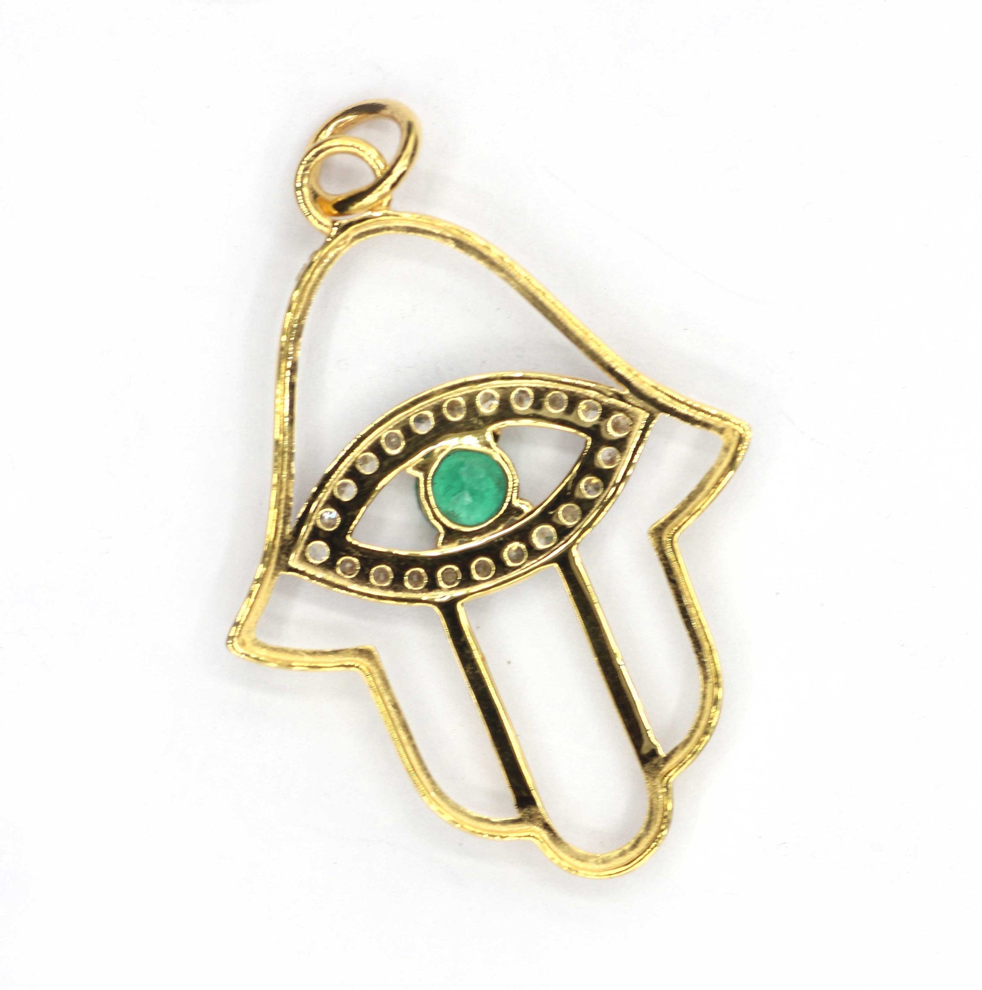 Hamsa Hand  Shape 14k Solid Gold Diamond Pendants. Genuine handmade pave diamond Pendant.1 4k Solid Gold Diamond Pendants.