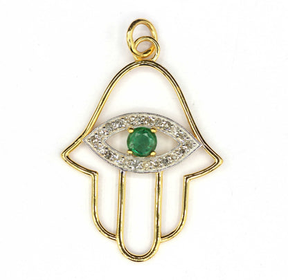 Hamsa Hand  Shape 14k Solid Gold Diamond Pendants. Genuine handmade pave diamond Pendant.1 4k Solid Gold Diamond Pendants.