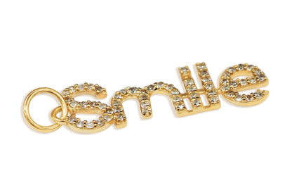 Smile 14k Solid Gold Diamond Pendants. Genuine handmade pave diamond Pendant. 14k Solid Gold Diamond Pendants.