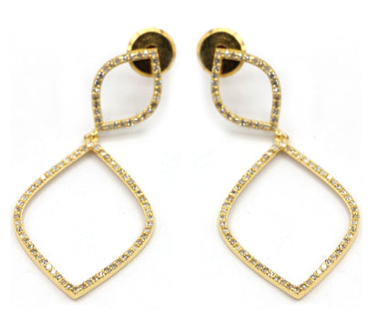 Open 14k Solid Gold Diamond Earring. Genuine handmade pave diamond Earring . 14k Solid Gold Diamond Earring.