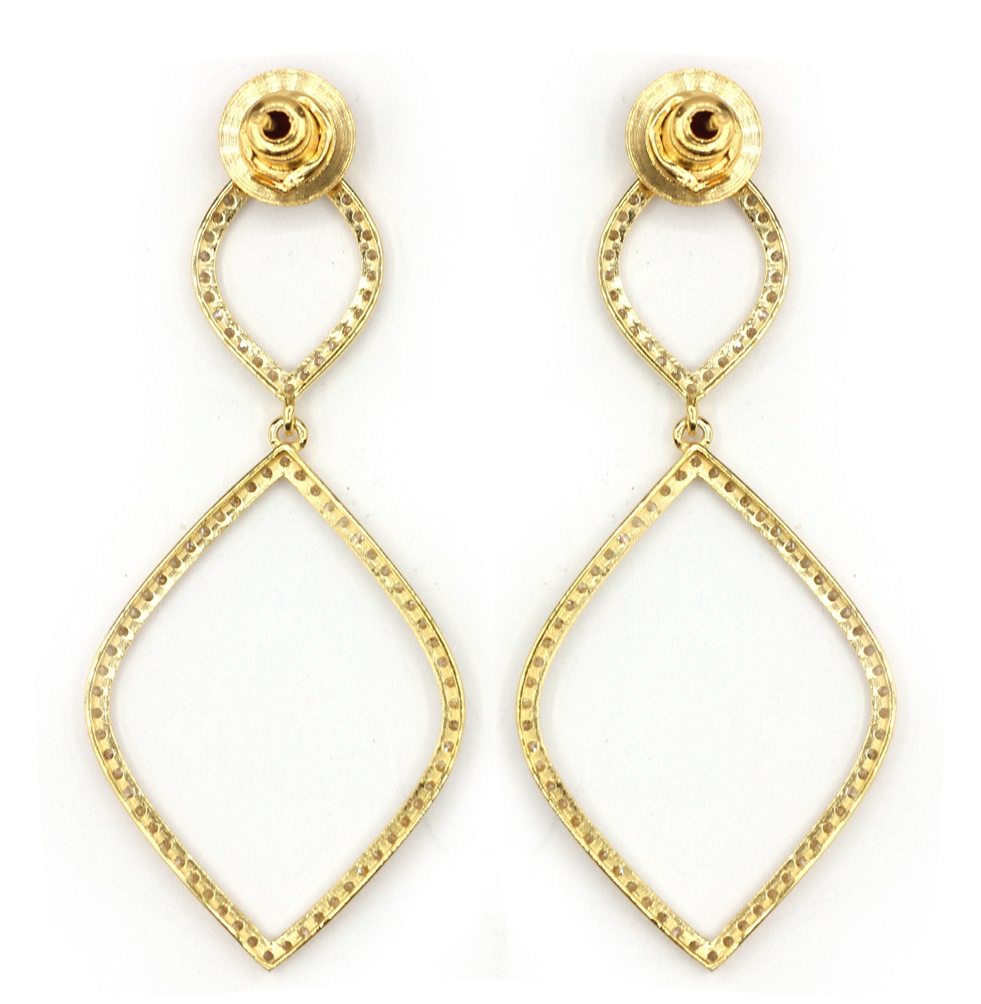 Open 14k Solid Gold Diamond Earring. Genuine handmade pave diamond Earring . 14k Solid Gold Diamond Earring.