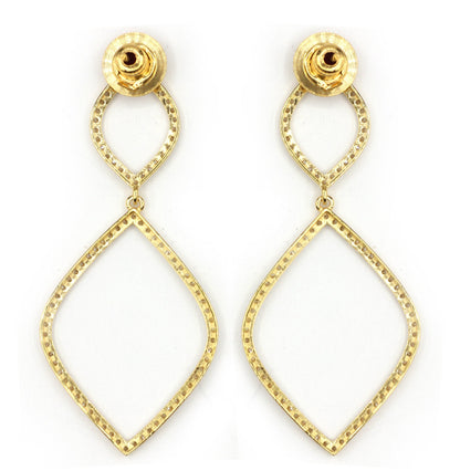 Open 14k Solid Gold Diamond Earring. Genuine handmade pave diamond Earring . 14k Solid Gold Diamond Earring.