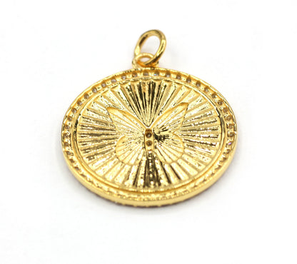 Round Dick On Butterfly Shape 14k Solid Gold Diamond Pendants. Genuine handmade pave diamond Pendant. 14k Solid Gold Diamond Pendants.