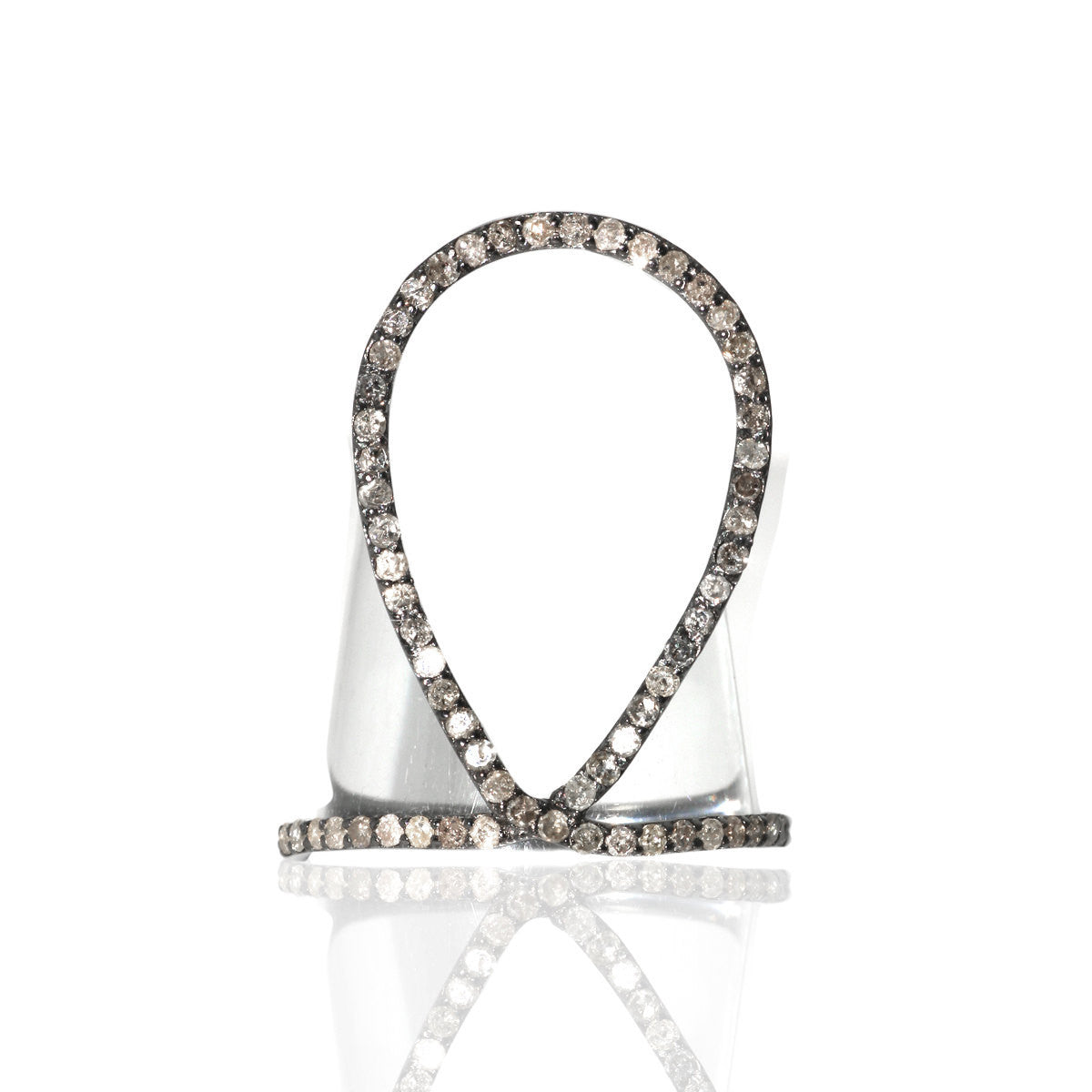 Diamond and Silver  Black Rhodium Finish Ring.