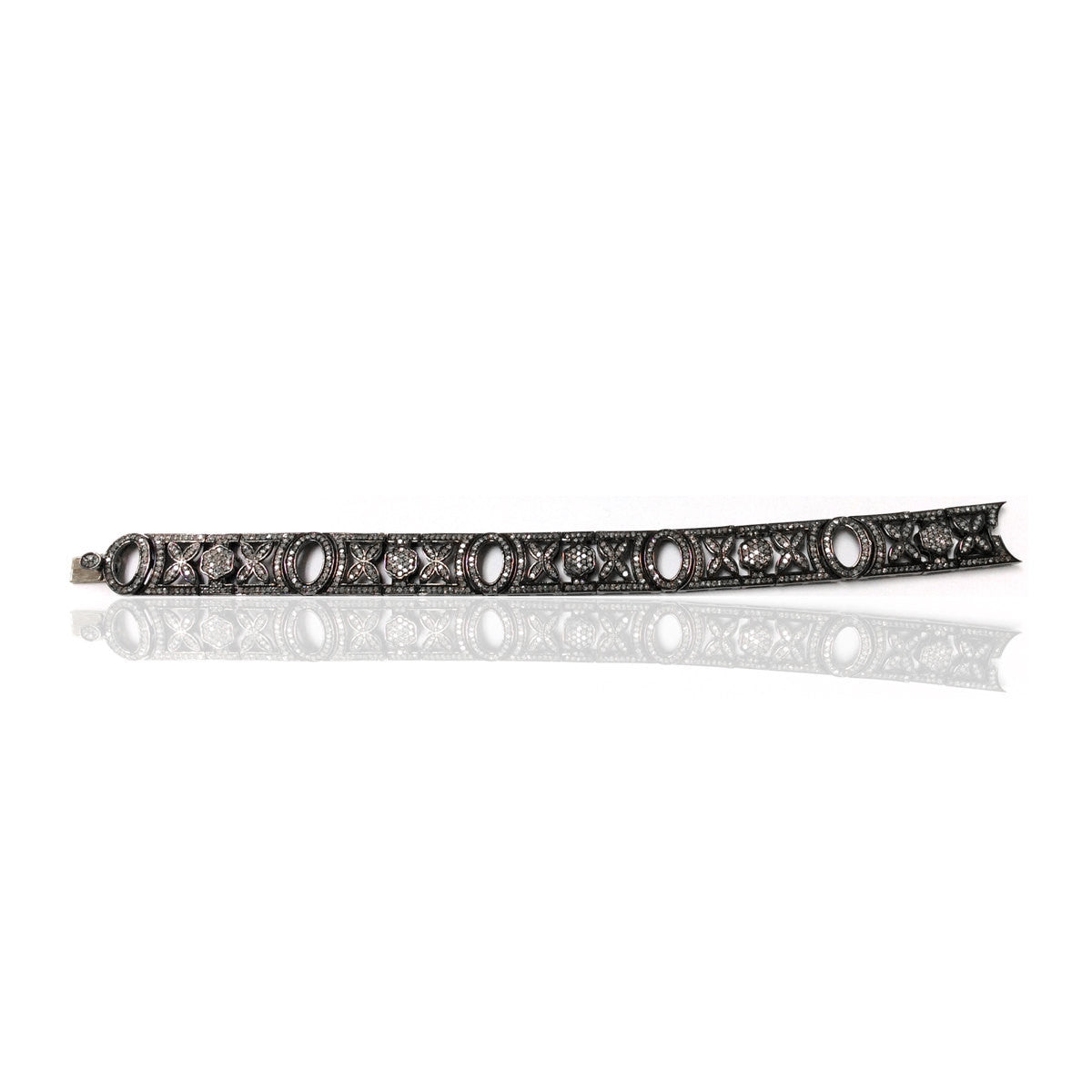 Diamond and Silver Black Rhodium Finish Bracelets .