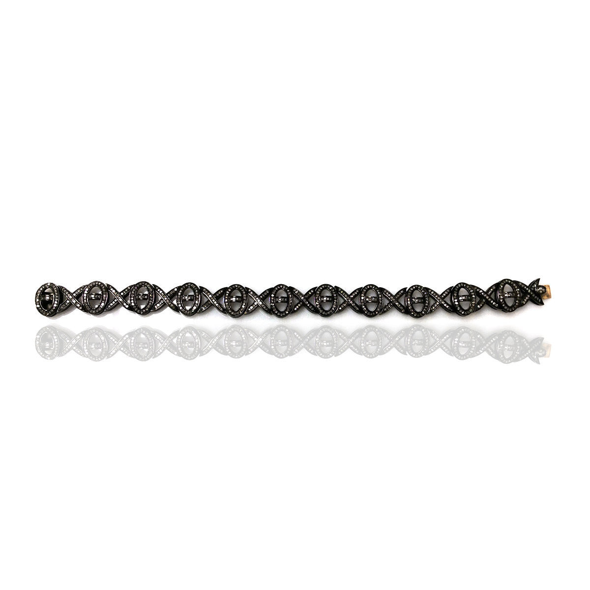 Diamond and Silver Black Rhodium Finish Bracelets .