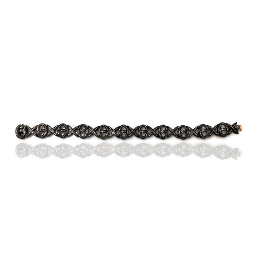 Diamond and Silver Black Rhodium Finish Bracelets .
