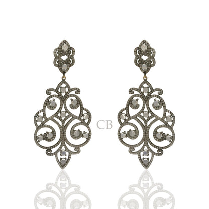 Diamond Rainbow Moon Stone Earring