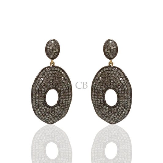 Diamond and Silver Black Rhodium Finish Earrings