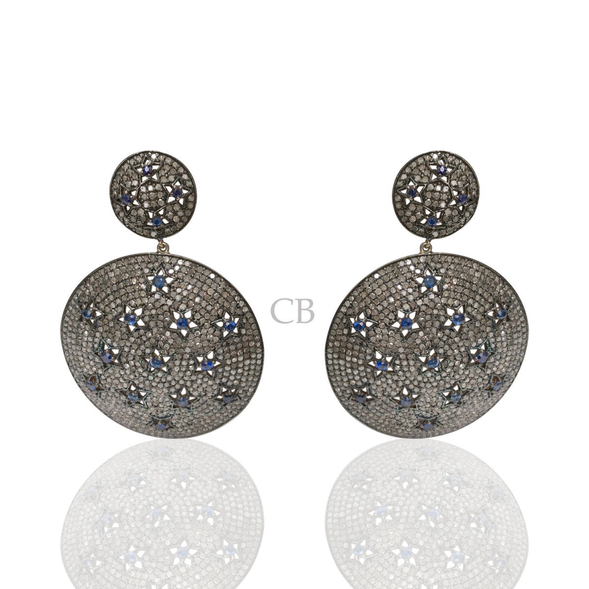 Blue Sapphire and Diamond Earrings