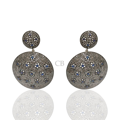 Blue Sapphire and Diamond Earrings