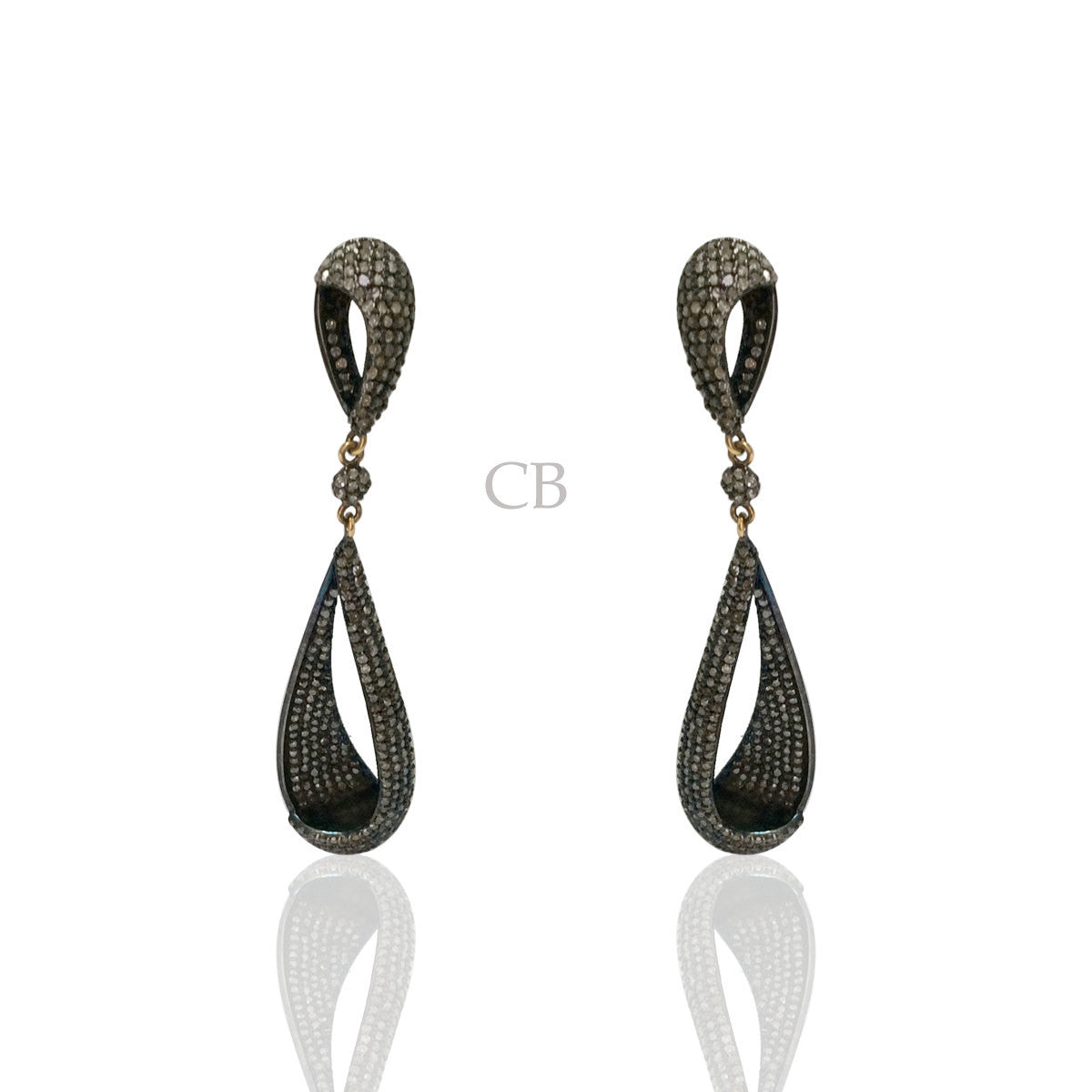 Diamond and Silver Black Rhodium Finish Earrings