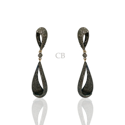 Diamond and Silver Black Rhodium Finish Earrings
