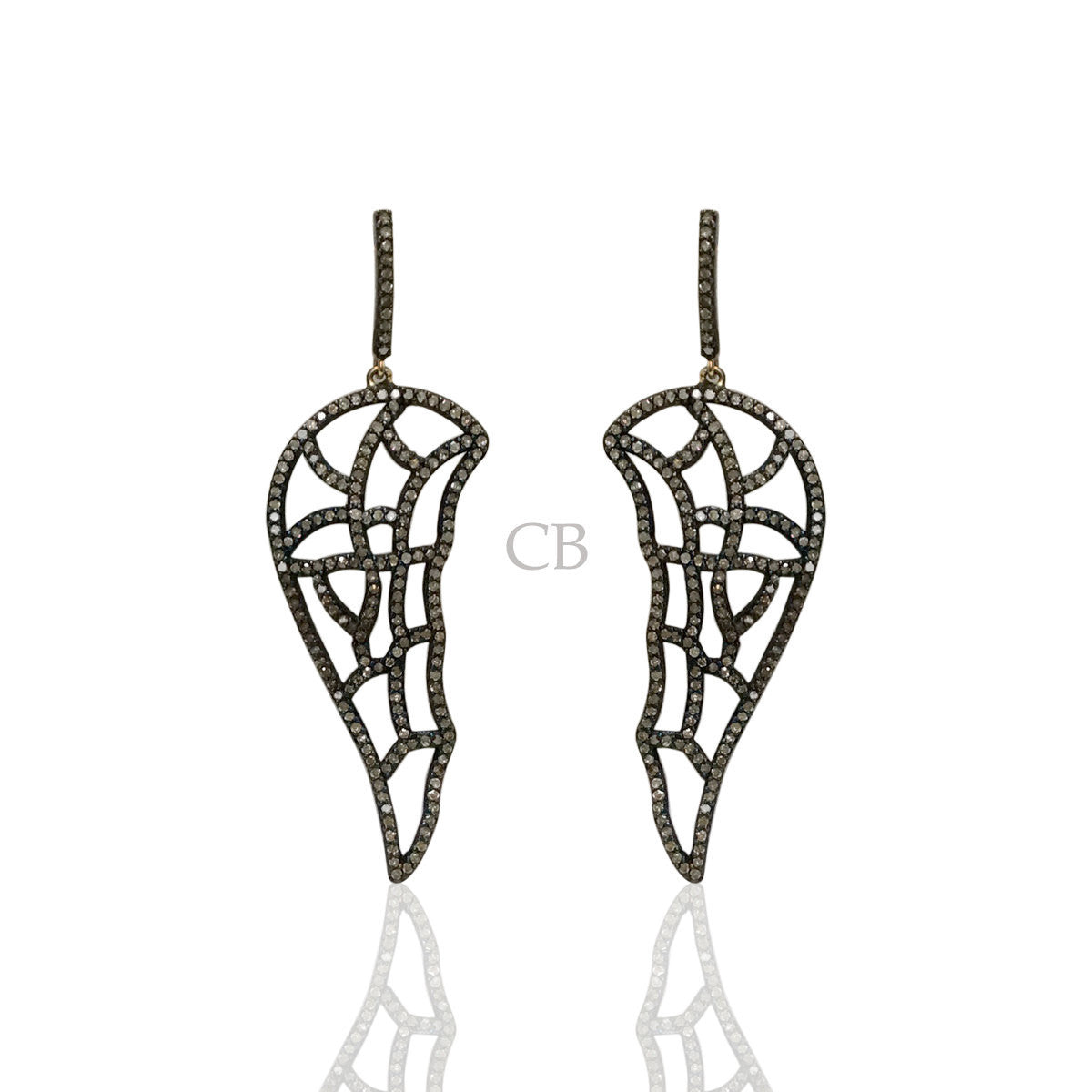 Diamond and Silver Black Rhodium Finish Earrings