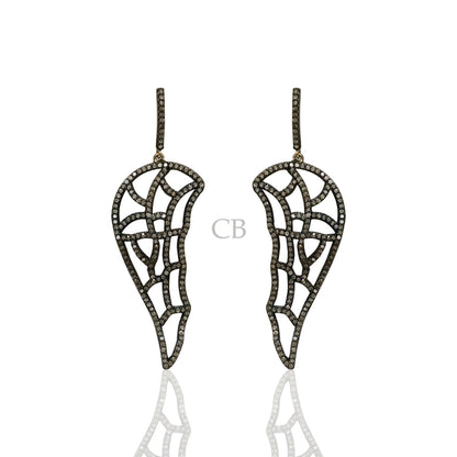 Diamond and Silver Black Rhodium Finish Earrings