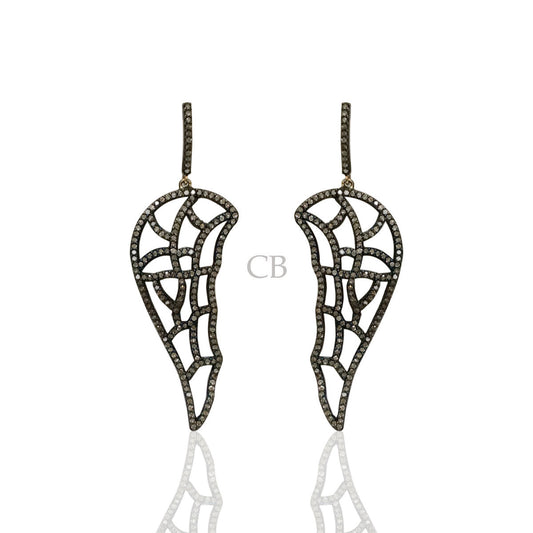 Diamond and Silver Black Rhodium Finish Earrings