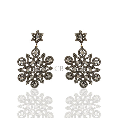 Diamond and White Rainbow Moon Stone Silver Earrings