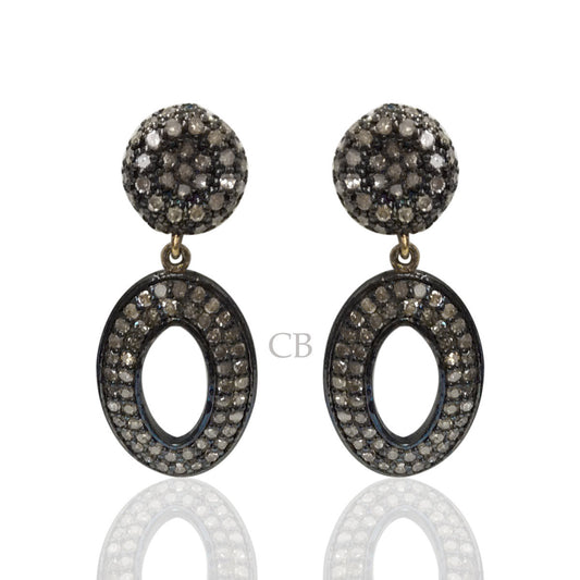 Diamond and Silver Black Rhodium Finish Earring