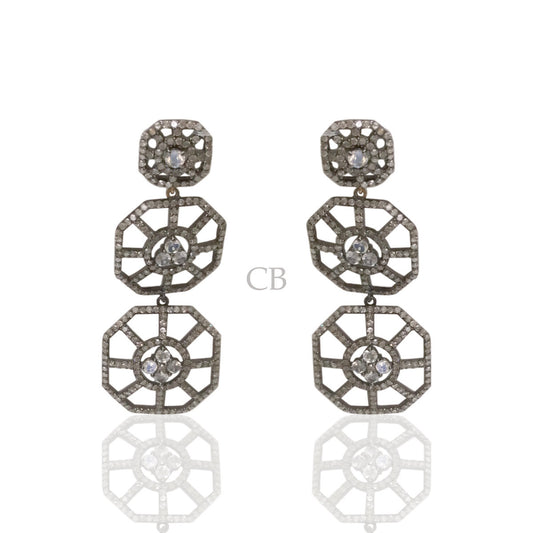 Diamond and Rainbow Moonstone Earring