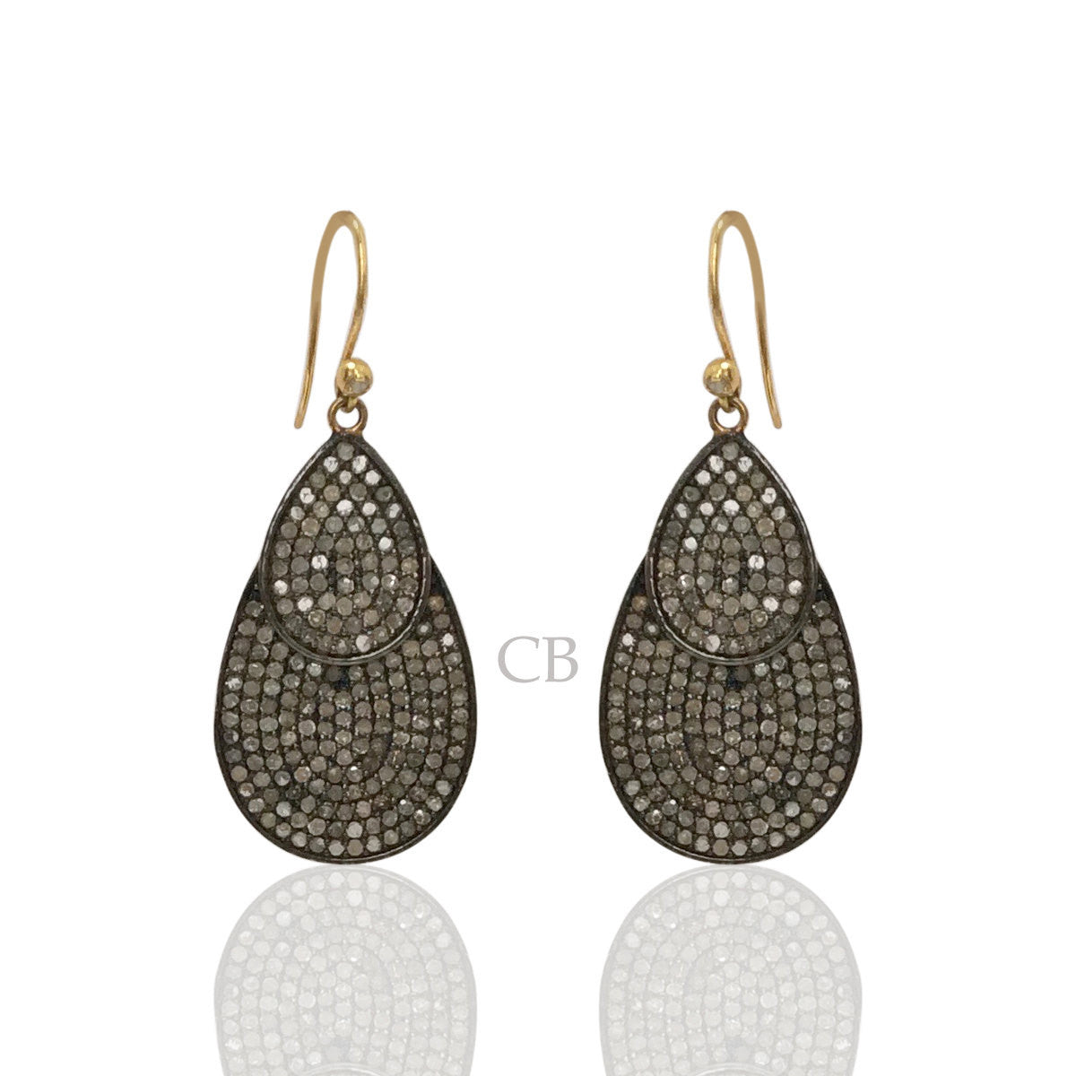 Flat Drop Shape Diamond Earrings