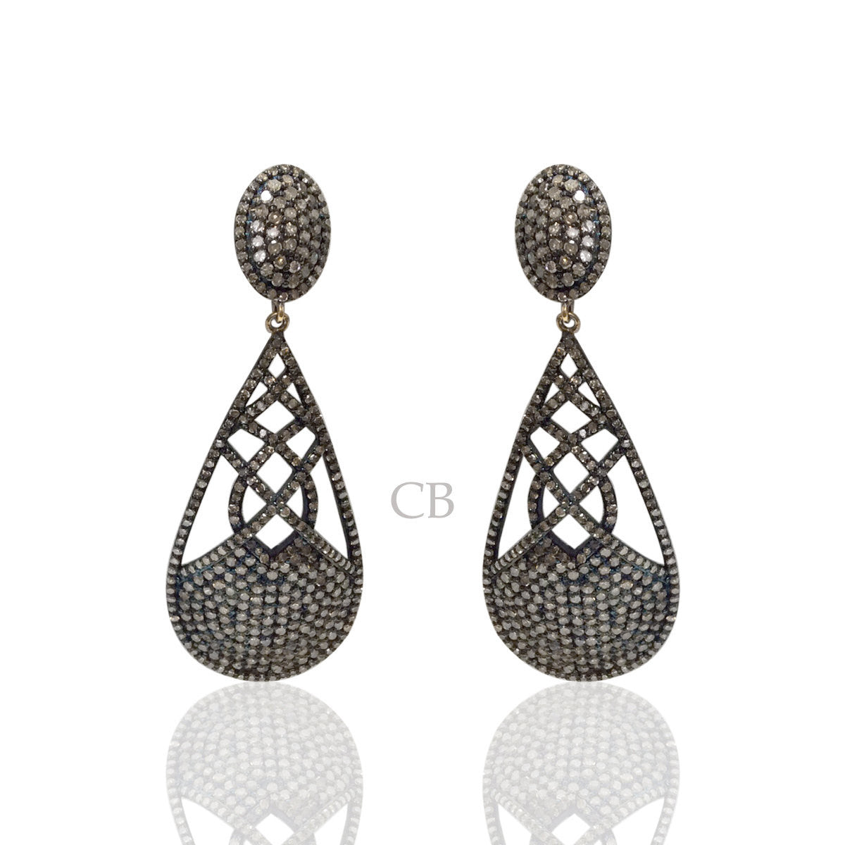 Diamond and Silver Black Rhodium Finish Earring
