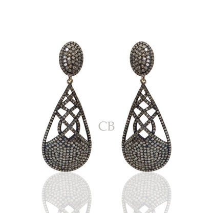 Diamond and Silver Black Rhodium Finish Earring