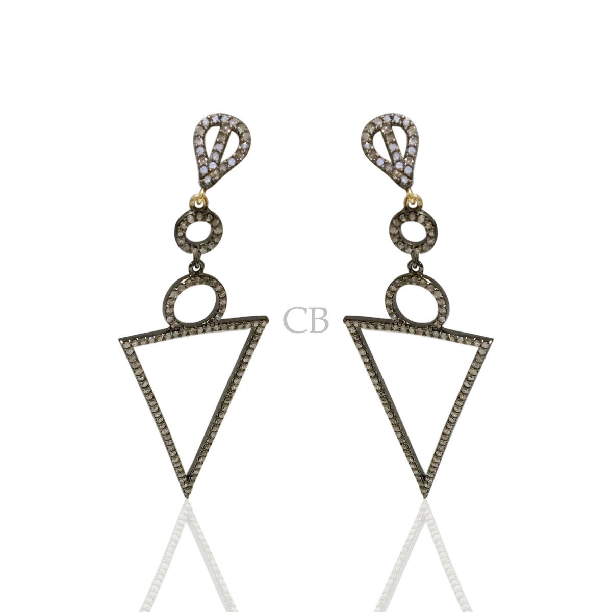 Diamond and Silver Black Rhodium Finish Earring.