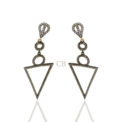 Diamond and Silver Black Rhodium Finish Earring.