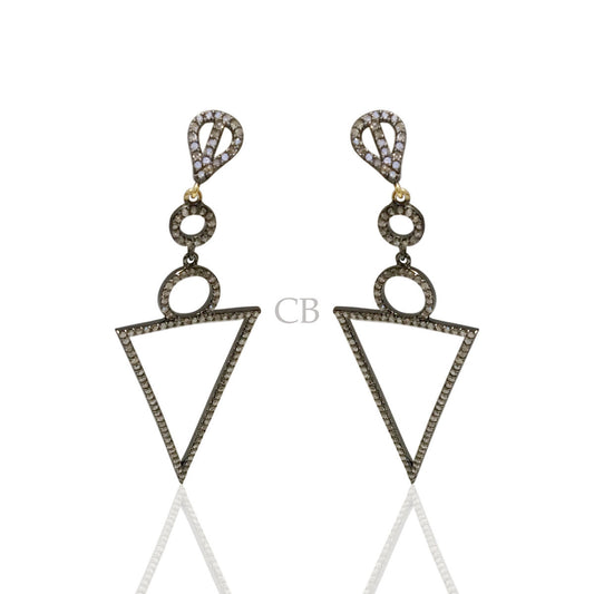 Diamond and Silver Black Rhodium Finish Earring.