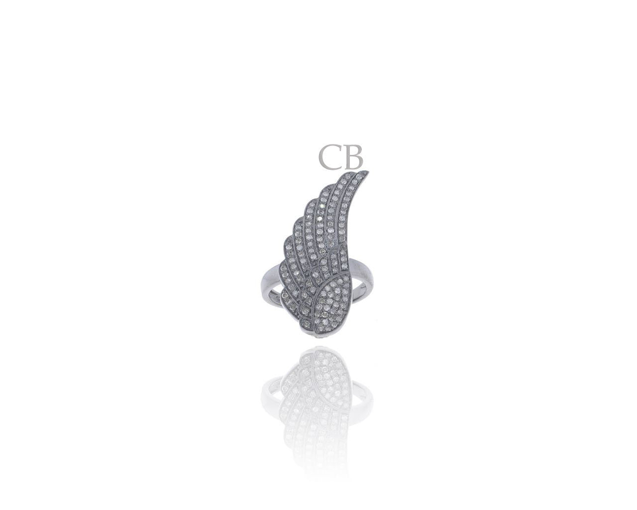 Diamond and Silver Black Rhodium Finish Ring