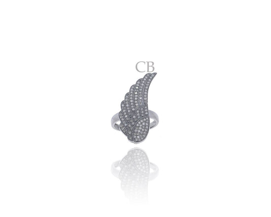 Diamond and Silver Black Rhodium Finish Ring