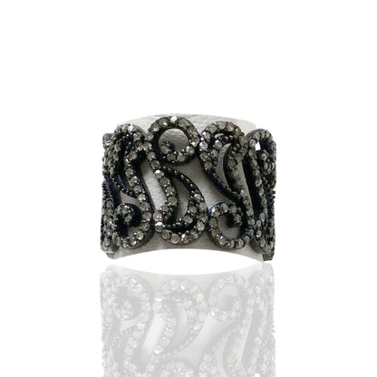 Diamond and Silver Black Rhodium Finish Rings