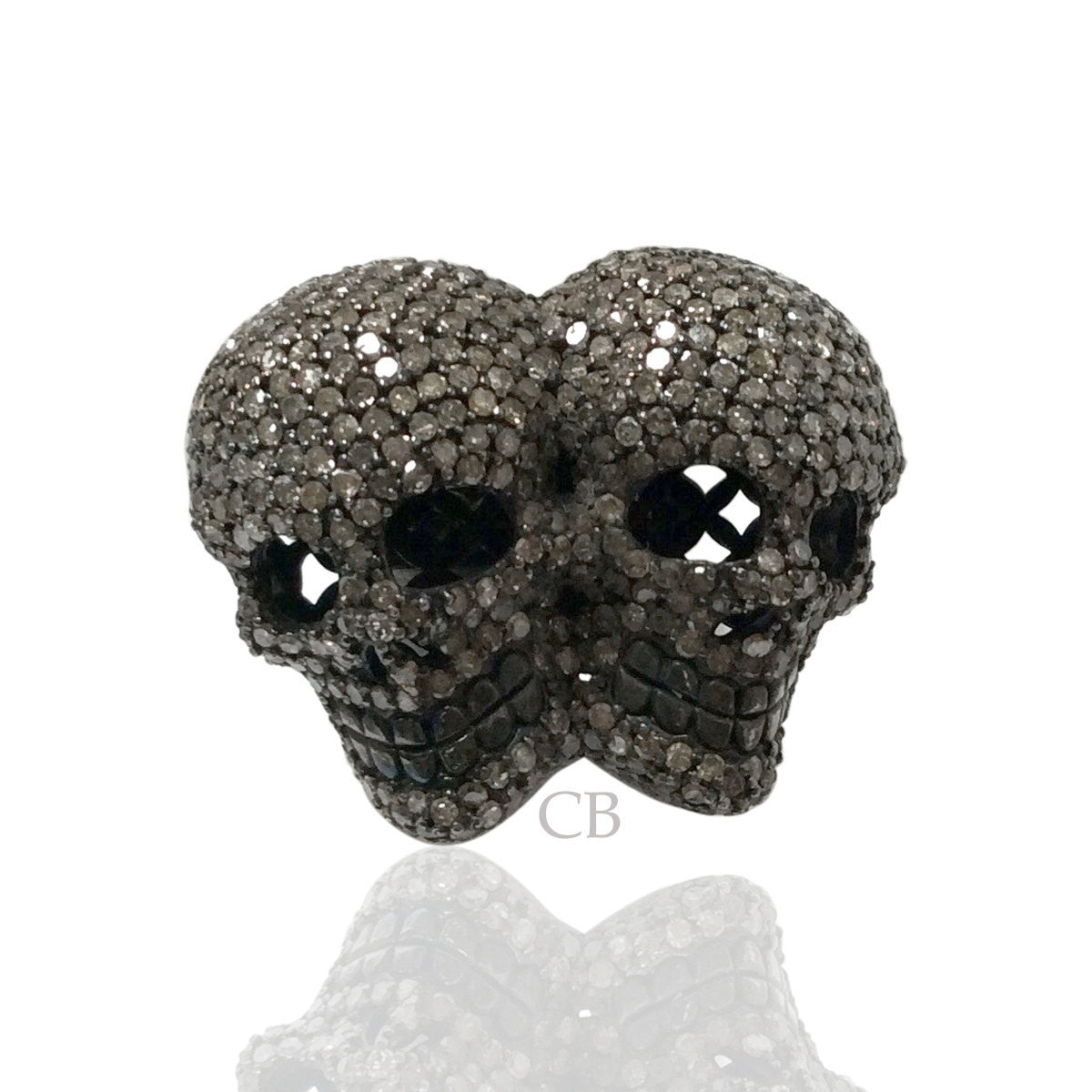 Diamond and Silver Black Rhodium Finish Rings