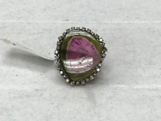 Water Melon Tourmaline, Bio colour Tourmaline  Diamond Ring