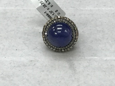 Round Diamond Ring with Sapphire